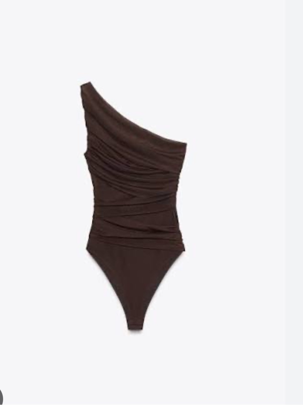 Zara NWT tulle asymmetric bodysuit brown 5039/831